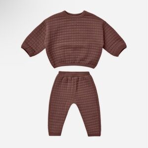 Quincy Mae Quilted Sweater + Pant Set || Plum 12-18M